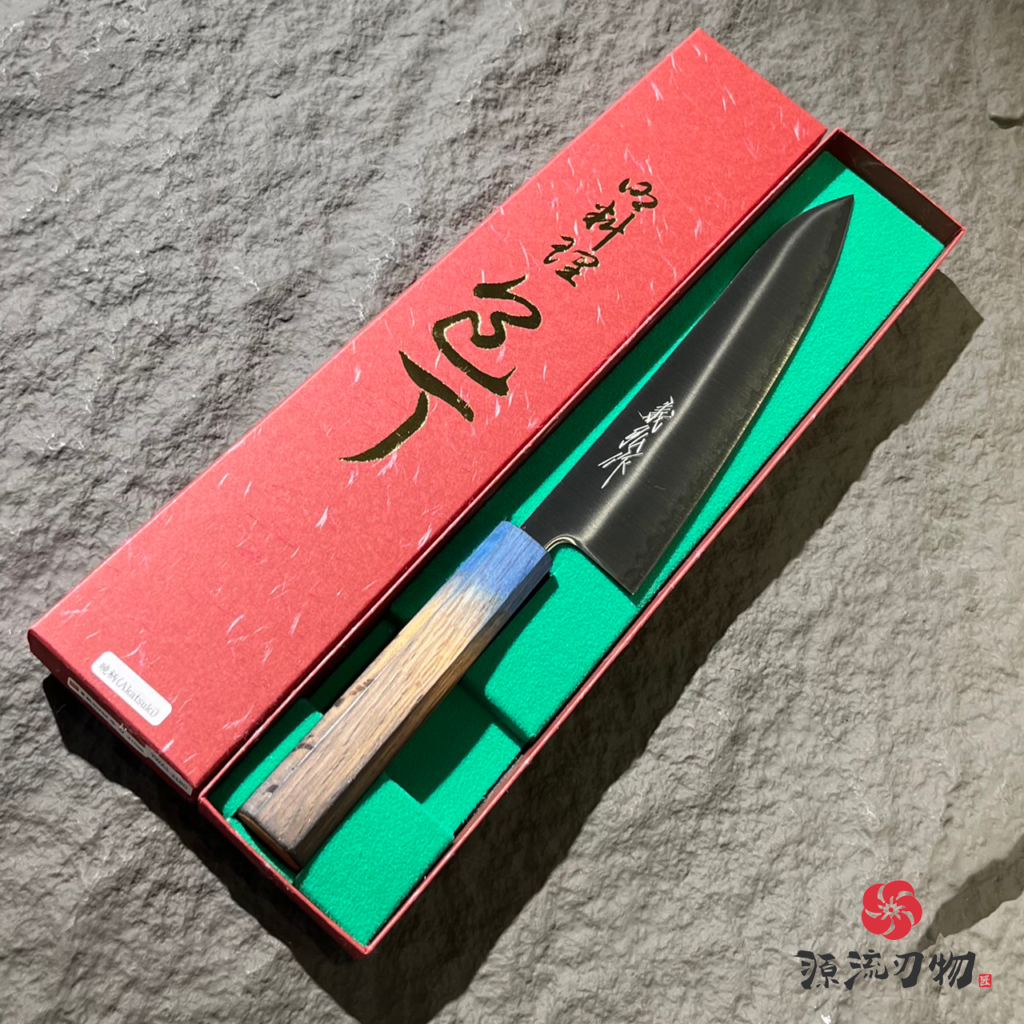 義弘作　和牛刀　包丁　8寸　青紙スーパー鋼　山脇刃物製作所　紫檀白水牛八角柄 義弘作 和牛刀 包丁 8寸 青紙スーパー鋼 山脇刃物製作所 紫檀白