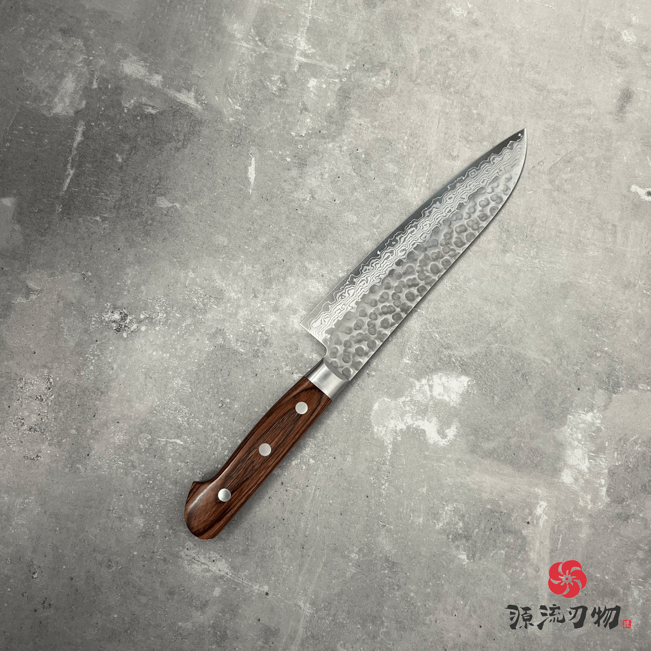 山脇刃物 義弘作 VG10 大馬士革 槌目 三德刀 180mm:圖片 4